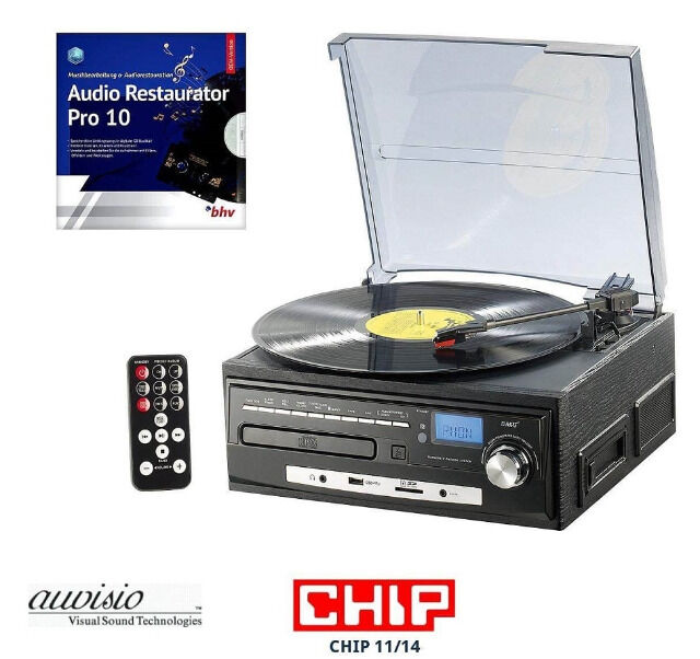 auvisio Stereoanlage MHX-550.LP Musikplayer + Digitalisierer für Schallplatten, CD, MC, MP3, USB, SD  Kassettendigitalisierer,Musikanlage