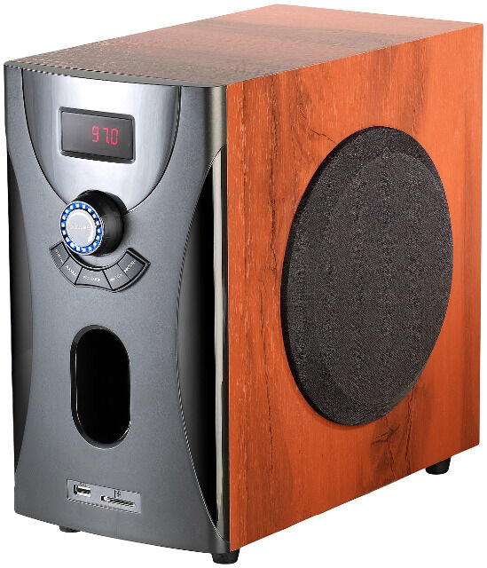 auvisio Holzoptik 5.1 Home-Theater Surround-Sound-System, 160 Watt, MP3/Radio Kompaktanlage, Stereoanlage, Subwoofer, Holz, Holzoptik, Wurze