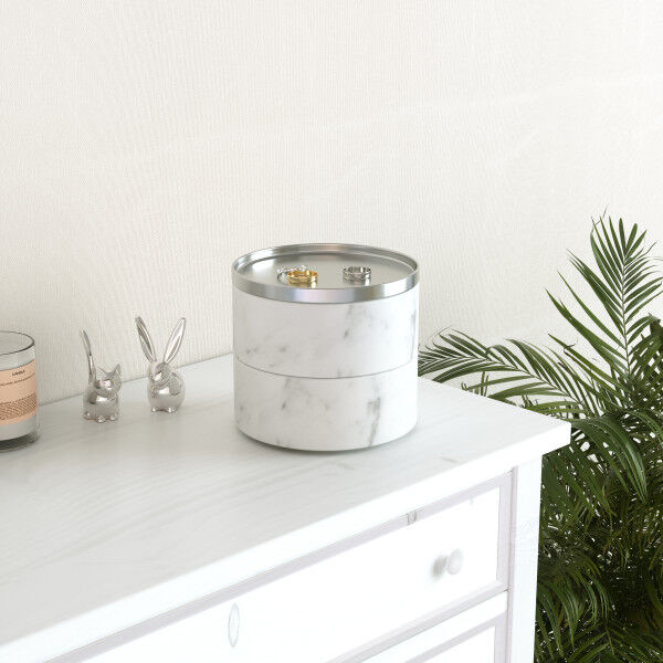 Umbra Tesora Schmuckbox 299470-491 weiß Kosmetikorganizer Ringetui Kettenetui Schmuckaufbewahrung, Schatulle rund