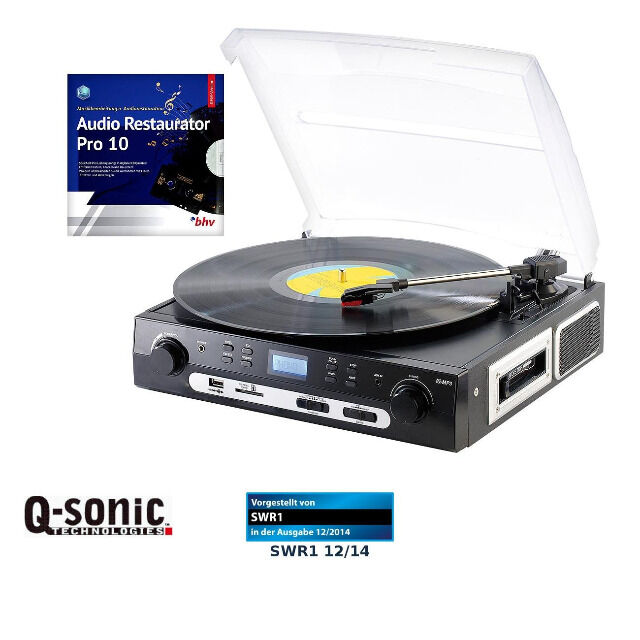 Q-Sonic UPL-855.MP3 Plattenspieler und Digitalisierer Schallplatten- und MC+ Audio Restaurator Pro 10 MP3 umwandeln Gratis CD
