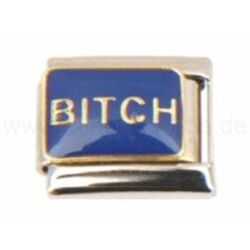 N-063 Italian Charm mit Motiv Blauer Hintergrund Bitch Silber Gold Blau
