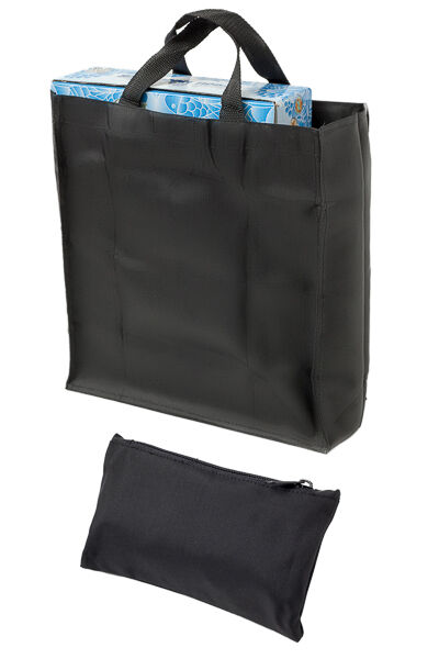 Falttasche Einkaufstasche Schwarz, / d.blau Klettverschluß