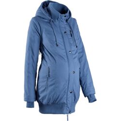 Damen Jacke Umstandsjacke mit Kapuze und Rippbündchen Parka blau