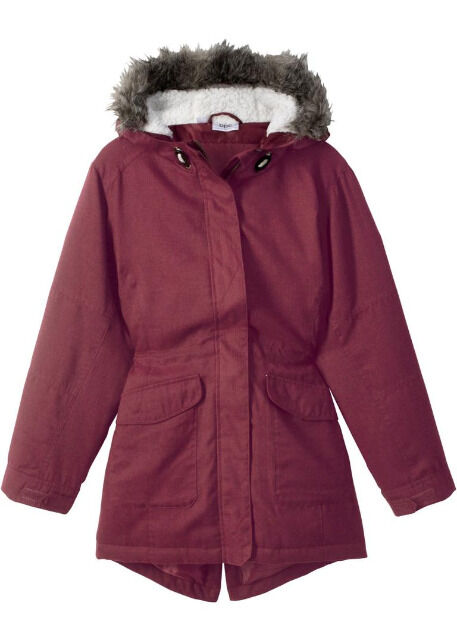 Kinder Parka Mädchen Jacke Übergangsjacke Winter mit Kapuze rot