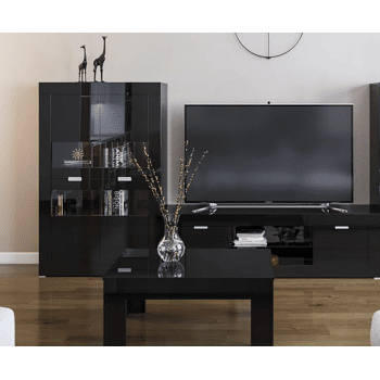 Moderne Vitrine 100cm Schwarz Hochglanz (15687081 ...