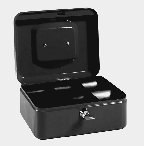 Geldkassette, 20 x 16 x 9 cm schwarz, Cash Box Steelmaster