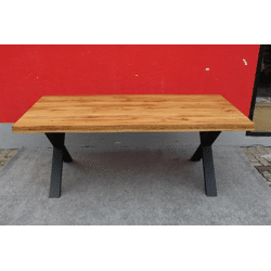 Solid wood dining table with metal frame 160x100cm