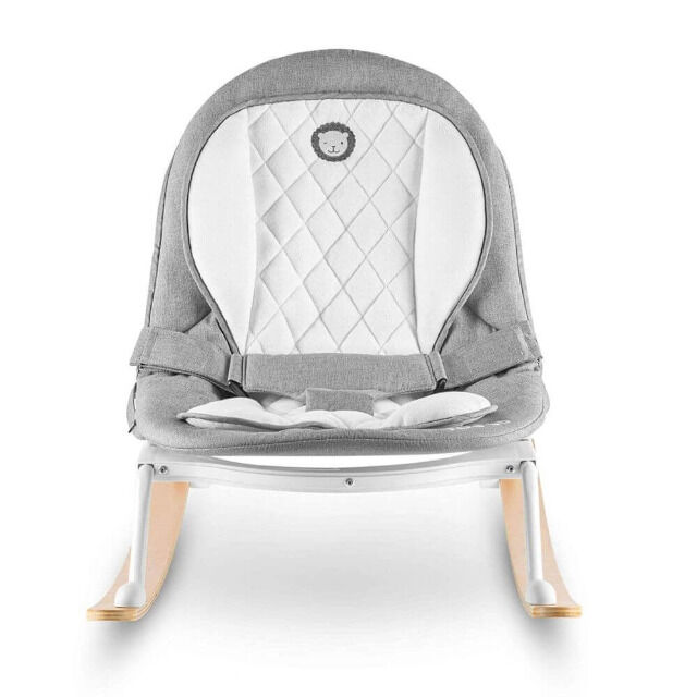 lionelo Rosa Babywippe in grau/weiß Babyschaukel Schaukelstuhl drehbar