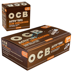 OCB Aktiv Slim Tips 50er Box 7mm Unbleached
