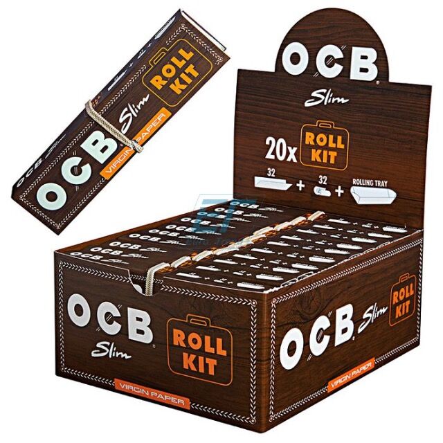 OCB Slim Roll Kit K.S. Unbleached with filter tips 20 box/32 sheets + 32 tips