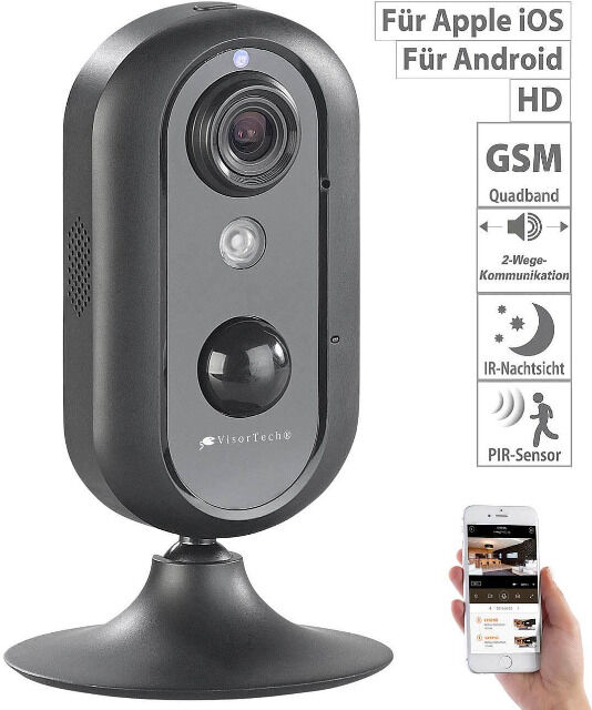 VisorTech IPC-630.hd LTE Kamera IP-HD-Überwachungskamera mit 4G, GSM, 3G, WLAN, Nachtsicht Sicherheitskamera Überwachung Security