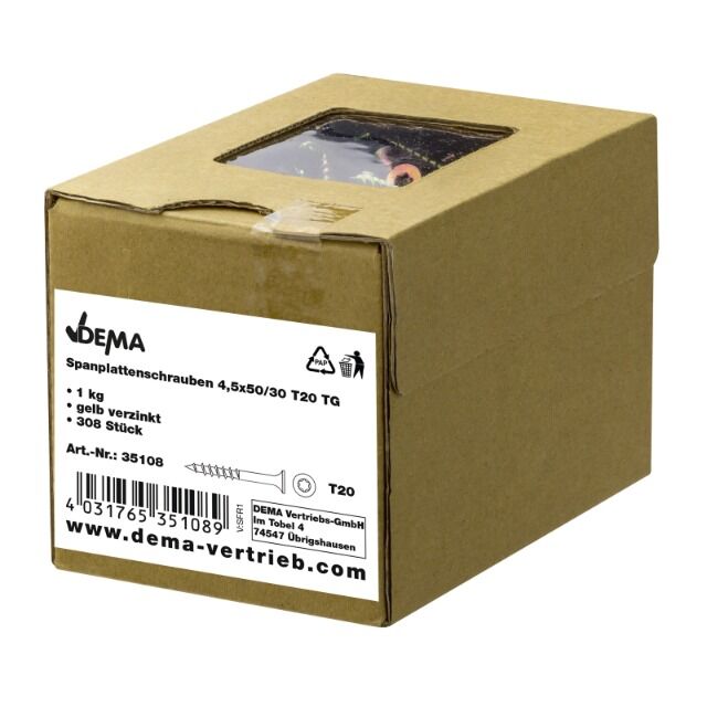Spanplattenschrauben 4,5x50/30 T20 TG
