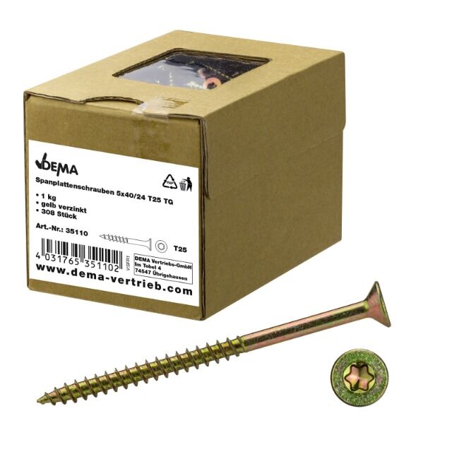 Chipboard screws 5x40/24 T25 TG