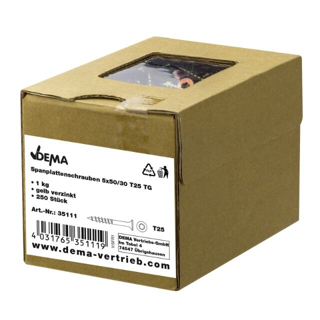 Spanplattenschrauben 5x50/30 T25 TG