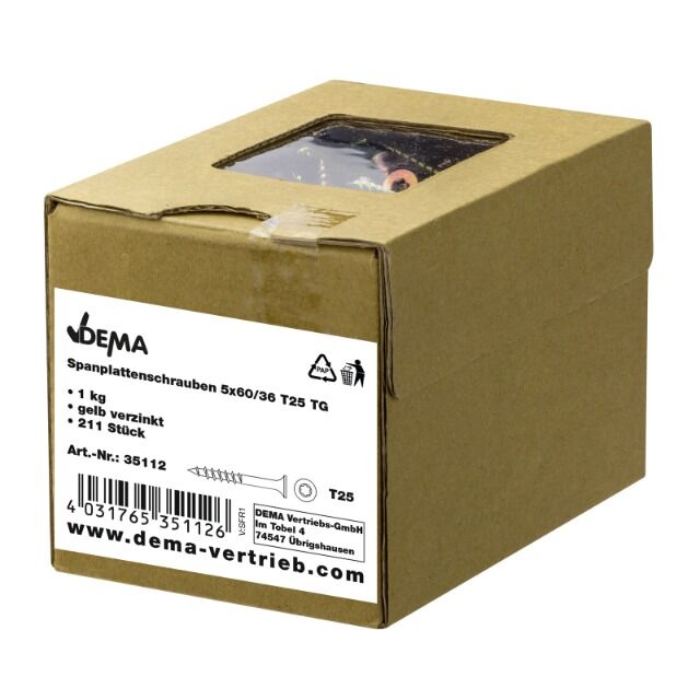 Chipboard screws 5x60/36 T25 TG