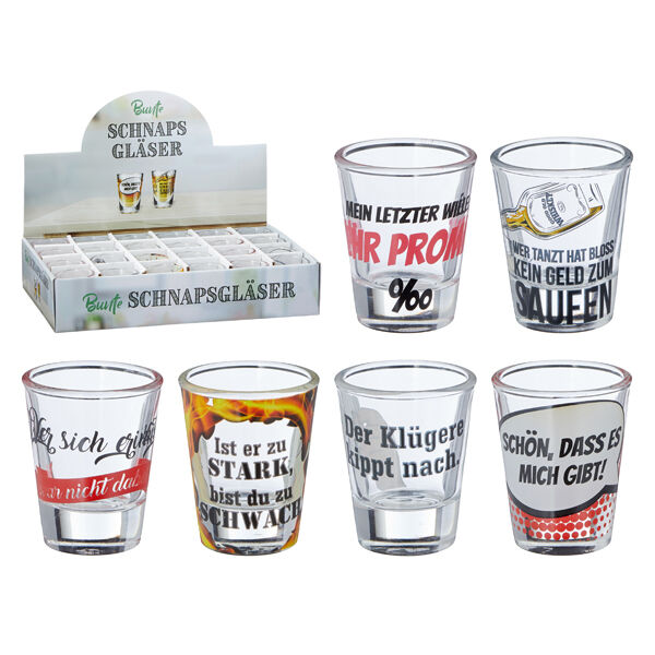 1764207, Schnapsglas mit Spruch, bunt, ca. 2cl (15737931) Restposten.de