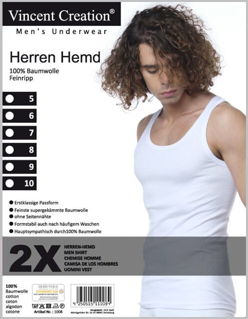 Herren Feinripp Unterhemd in weiss - Doppelpack 