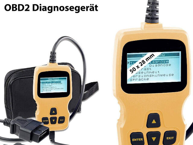 Lescars Motor OBD2 Diagnosegerät mit XL-LCD-Display Fehlerspeicher Analyse u. löschen Fahrzeugdiagnose Service
