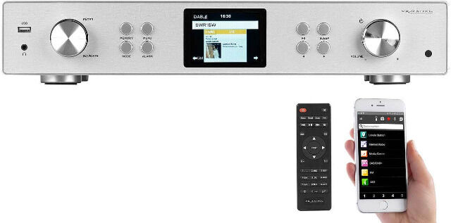 VR-Radio IRS-711 Digitaler WLAN-HiFi-Tuner mit Internetradio, DAB+, UKW, MP3, Alu-Optik