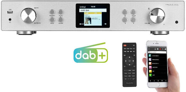 VR-Radio IRS-711 Digitaler WLAN-HiFi-Tuner mit Internetradio, DAB+, UKW, MP3, Alu-Optik