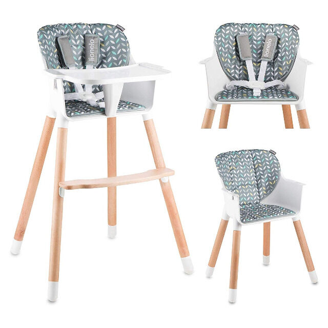 Lionelo Koen 2in1 Baby Hochstuhl Holzbeine Kinderstuhl bis 40kg abnehmbares Tablett Stuhl Sitz Kind Kinder Hochsitz