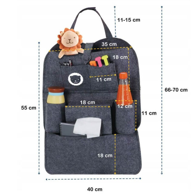 Lionelo Organizer Tasche für KFZ Kopfstütze Kind Baby Stauraum für Autositz Ordnung Aufbewahrung Rückenlehnenschutz