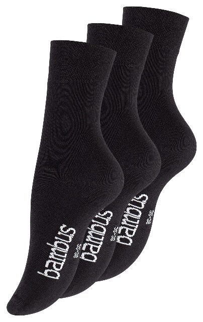 Unisex BAMBUS Socken mit nahtloser Spitze in schwarz