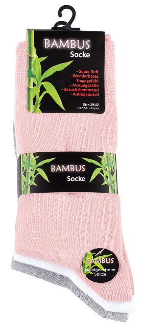 Damen BAMBUS Socken mit nahtloser Spitze in Pastelltönen