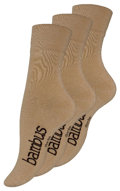 Unisex BAMBUS Socken mit nahtloser Spitze in beige