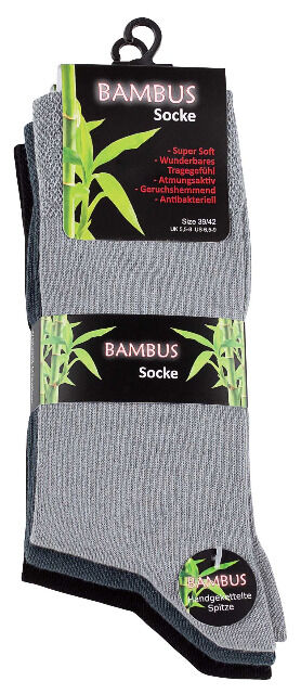 Unisex BAMBUS Socken mit nahtloser Spitze in Grautönen