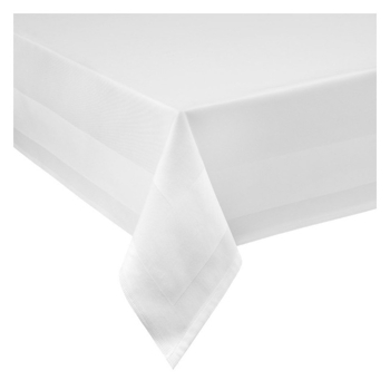 Damast Tischdecke weiß mit Atlaskante bei 95°C waschbar 130 x 170 cm edel und belastbar