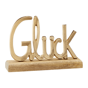17 64759 Schriftzug  Gl ck  aus Mangoholz Aluminium auf 