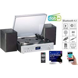 auvisio Musikanlage MHX-620 Plattenspieler/Digitalisierer, BT, DAB+, CD, MC, USB, MP3, Kompaktanlage Stereoanlage Digitalradio