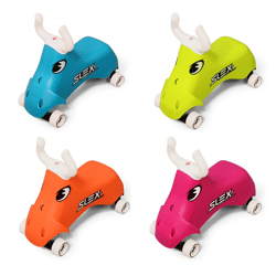 SLEX RodeoBull Rutschfahrzeug in blau, grün, orange oder pink Kinder Rutschauto ABEC 3 Longboard Rollen bis 35kg von 2-7 Jahren