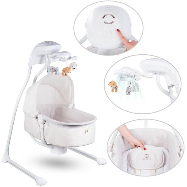 Lionelo Henny 3in1 Baby Wippe Babyschaukel und Babyliegestuhl Schaukel Sitz mit 12 Melodien + 2 Naturgeräusche