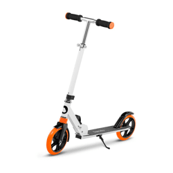 Lionelo Luca Roller Weiss Orange Kinder Tretroller bis 100kg Räder 200mm Bremse zusammenklappbar Roller Kinderroller