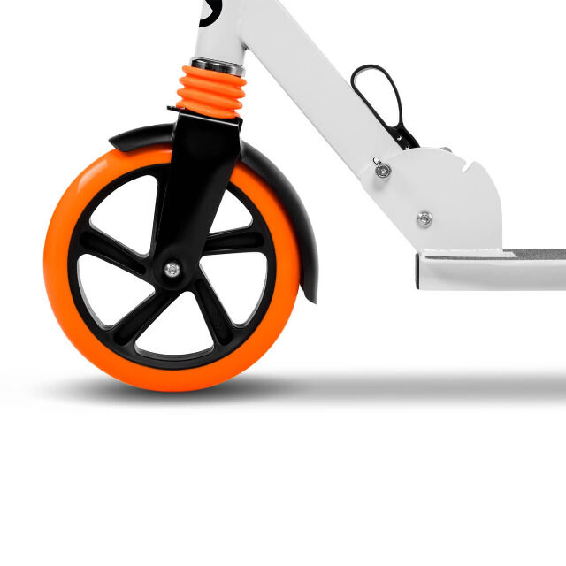 Lionelo Luca Roller Weiss Orange Kinder Tretroller bis 100kg Räder 200mm Bremse zusammenklappbar Roller Kinderroller