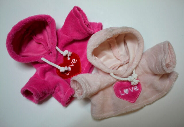 Kapuzen Shirt Pluesch fuer Teddys u. Puppen bis 30 cm rosa + pink - Ideal für Händler