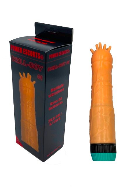 Power Escorts - Dril-Boy 01 - Vibrator - Rippenvibrator - Für zusätzliche Stimulation - Mehrfachvibrationen - Fleisch - Farbbox - Erotik