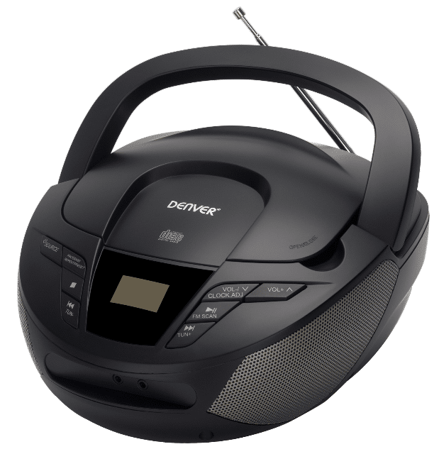 DENVER TC-28BLACK Boombox mit CD-Player und PLL FM-Radio AUX-Eingang zum Anschluss des MP3-Players und mehr