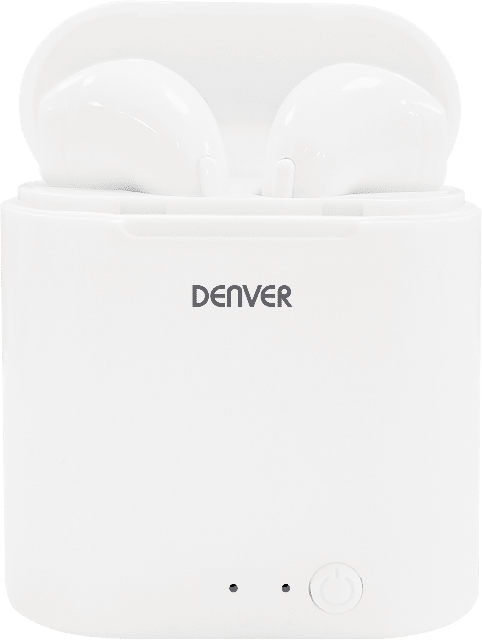 DENVER TWQ-40 Truly wireless Bluetooth-Ohrhörer Mit Ladekoffer und Freisprechfunktion - Unterstützt kabelloses Laden (Pad nicht inkl.)