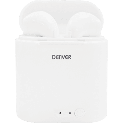 DENVER TWQ-40 Truly wireless Bluetooth-Ohrhörer Mit Ladekoffer und Freisprechfunktion - Unterstützt kabelloses Laden (Pad nicht inkl.)