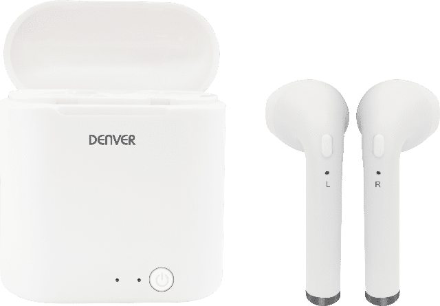 DENVER TWQ-40 Truly wireless Bluetooth-Ohrhörer Mit Ladekoffer und Freisprechfunktion - Unterstützt kabelloses Laden (Pad nicht inkl.)