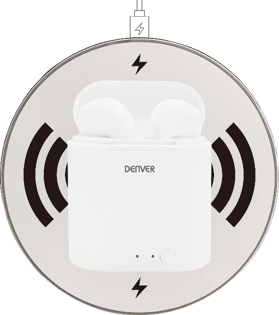 DENVER TWQ-40P Truly wireless Bluetooth-Ohrhörer Mit Ladekoffer und kabellosem Ladepad
