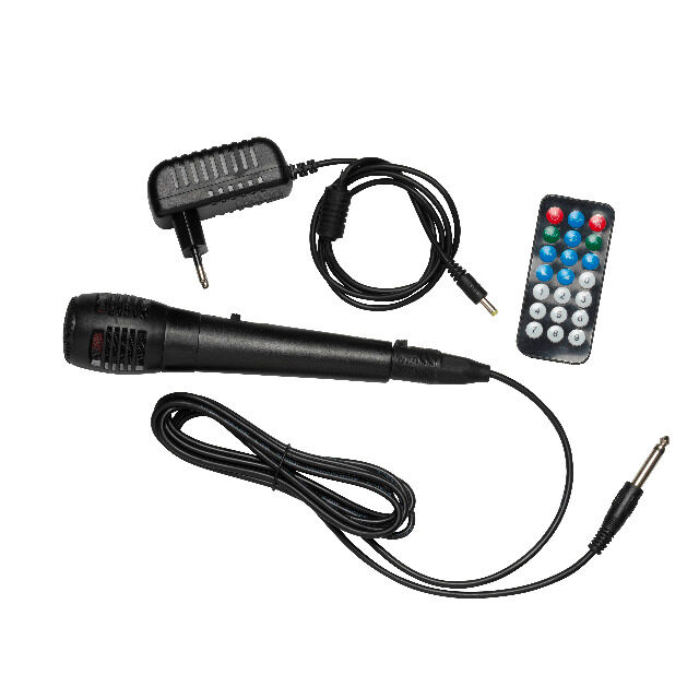 Denver TSP-110 8-Zoll-Bluetooth-Trolley-Lautsprecher mit Lichteffekt auf der Vorderseite USB, MicroSD-Kartensteckplatz, AUX-Eingang