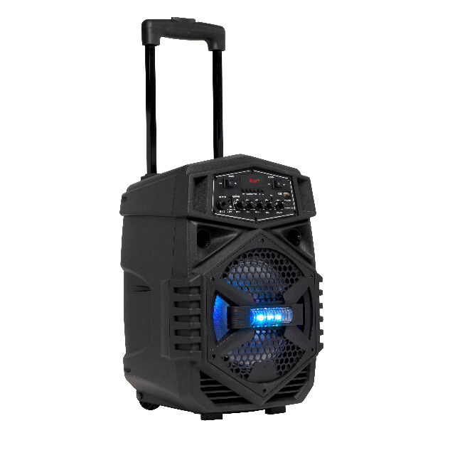 Denver TSP-110 8-Zoll-Bluetooth-Trolley-Lautsprecher mit Lichteffekt auf der Vorderseite USB, MicroSD-Kartensteckplatz, AUX-Eingang