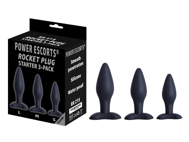 Power Escorts - Rocket Plug Starter 3 - Pack - Anal Plug Set - Erotik - Silikon - farbigen Giftbox