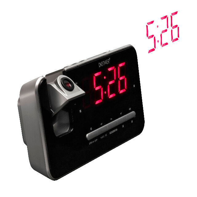 DENVER CRP-618 PLL FM-Taktradio mit Doppelalarm 180 ° Projektion der Uhr, 1,2 