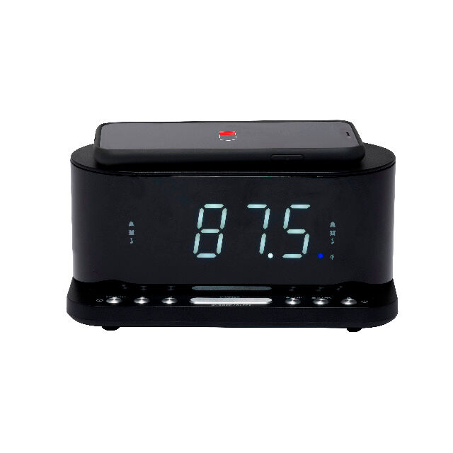 DENVER CRQ-110 FM Clockradio mit QI-Aufladung Dual-Alarm-Funktion und USB zum Aufladen von Telefonen ohne QI-Aufladung