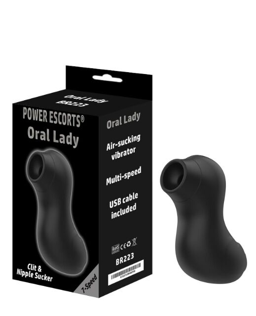 Power Escorts – BR223 – Oral Lady – Air Pressure Vibrator – Clit & Nipple Stimulator – 7 Modes – sauger